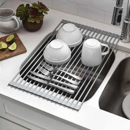 Photo 1 of  Stainless-Steel & Silicone Roll Up Kitchen Sink Drying Rack
