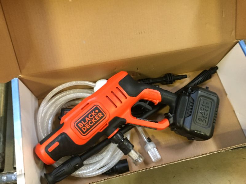 Photo 2 of BLACK+DECKER 20V MAX Pressure Washer, 350 PSI with Water Bag, White (BCPW350C1 & BDWB5LAPB) w/ water bag