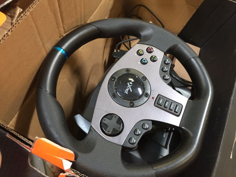 Photo 3 of Game Racing Wheel, PXN V9 270°/900° Adjustable Racing Steering Wheel, with Clutch and Shifter, Support Vibration and Headset Function, Suitable for PC, PS3, PS4, Xbox One, Nintendo Switch.