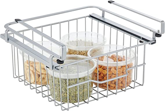 Photo 1 of  Compact Hanging Pullout Drawer Basket - Sliding Under Shelf Storage Organizer - Metal Wire