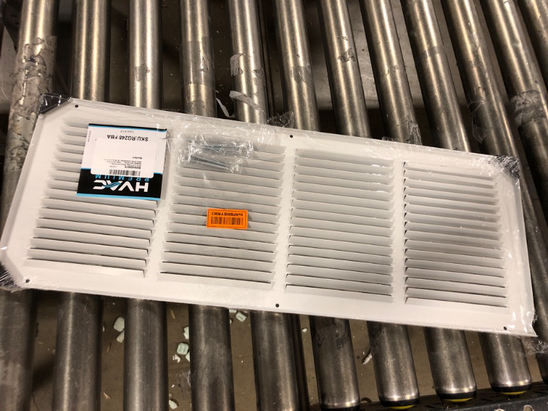 Photo 2 of 24"w X 8"h Steel Return Air Grilles - Sidewall and Ceiling - HVAC Duct Cover - White [Outer Dimensions: 25.75"w X 9.75"h] 24 X 8 White