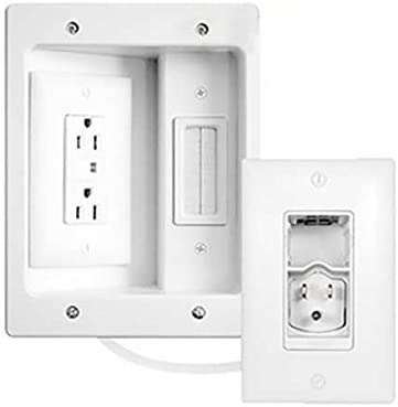 Photo 1 of Legrand - OnQ In Wall TV Power Kit, TV Outlet Wall Kit Powers Multiple Devices, Cable Management Box Hides Cords, Recessed TV Outlet Works with All Plugs, 6FT Power Cable Cord, White, CPT306WV1
