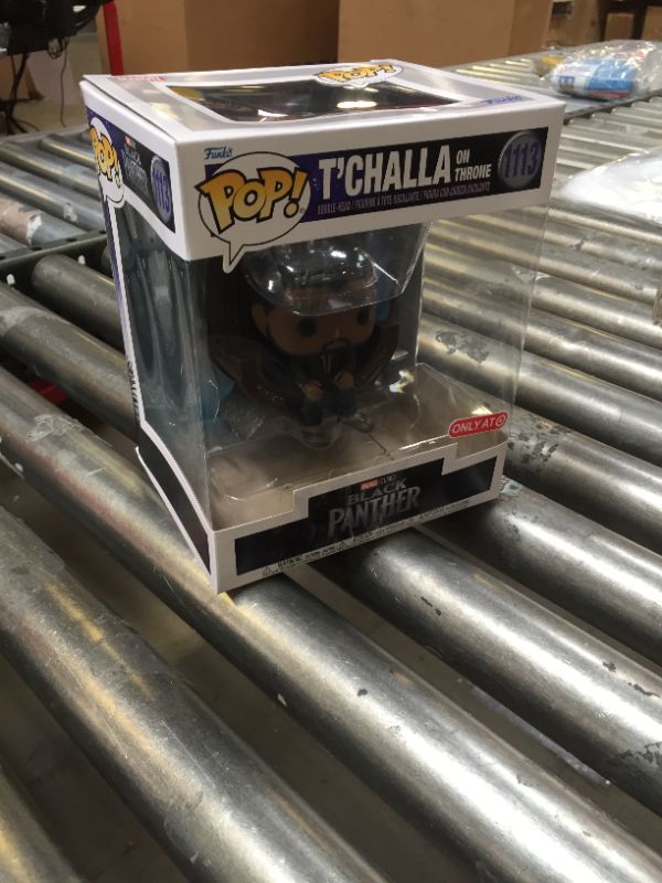 Photo 2 of Funko POP! Deluxe: Black Panther - T'Challa on the Throne (Target Exclusive) -- minor damage to the bottom of the box 

