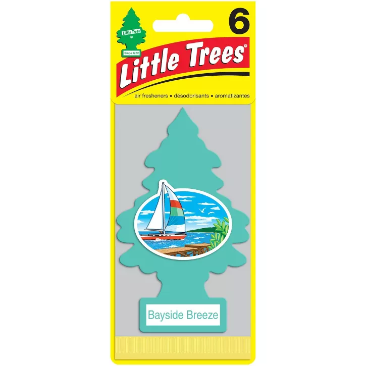 Photo 1 of 2 packs of Little Trees Cardboard Hanging Car, Home & Office Air Freshener, Bayside Breeze (Pack of 6)