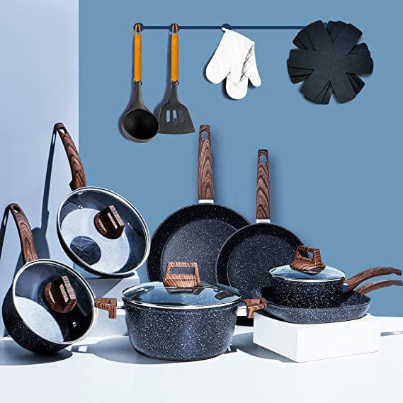 Photo 1 of  pot and pan set nonstick cookware set , Black