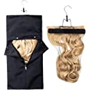 Photo 1 of 2 PCS Hair Extension Storage Bag with Hair Extension Hanger, Upgraded Satin Wigs Hairpieces Storage Bag with Zipper and Snap Button Dust-Proof Strong Holder Portable Storage Suit for Store Style Hair (Purple) 23.6 Inch Black 