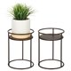 Photo 1 of  Metal 9-Inch Tall Circular Plant Stand, Planter Holder Contemporary Design Round Tray for Table, Garden; Holds Indoor/Outdoor Plants, Flower Pot - Concerto Collection - 2 Pack - Bronze