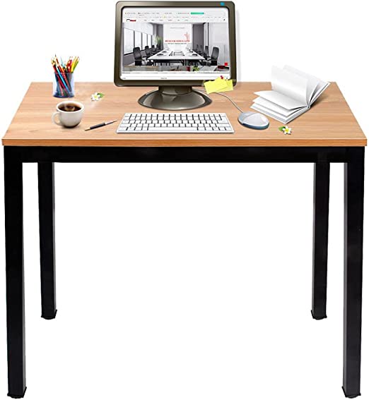 Photo 1 of Need Small Computer Desk 39.4 inches Sturdy Writing Desk for Small Spaces, Small Desk Teens Desk Study Table Laptop Desk, Teak AC3-10060-BB
