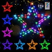 Photo 1 of 18'' Lighted Christmas Star Silhouette Window Light, 18 Colors Dimmable 8 Modes Lit Christmas Window Decorations with Remote, 70 LED USB Xmas Hanging Decor for Holiday