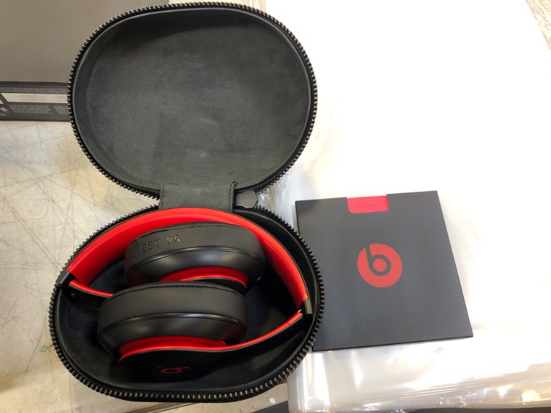 Photo 2 of Beats Studio3 Wireless Noise Cancelling Over-Ear Headphones - Apple W1 Headphone Chip, Class 1 Bluetooth, 22 Hours of Listening Time, Built-in Microphone - Defiant Black-Red (Latest Model) Defiant Black-Red Studio3