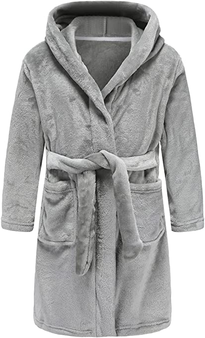 Photo 1 of  Boys Robe Soft Bathrobe for Kids. GREY
SIZE 9-12