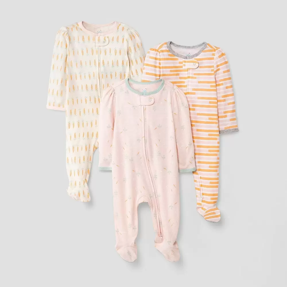 Photo 1 of Baby Girls' 3pk Easter Sleep N' Play - Cloud Island Orange 0-3M
