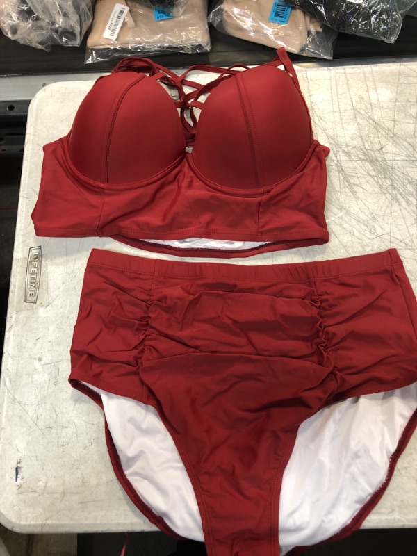 Photo 1 of 2 Piece Red Swimsuit Set XL