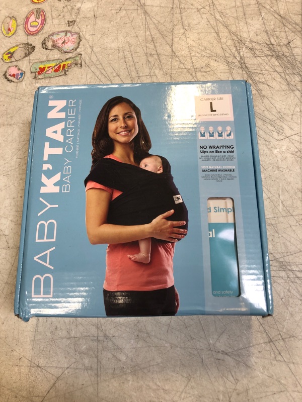 Photo 3 of Baby K'tan Original Baby Wrap Carrier, Infant and Child Sling - Simple Wrap Holder for Babywearing - No Rings or Buckles - Carry Newborn up to 35 lbs, Black, ,Women 16-20 (Large), Men 43-46.
