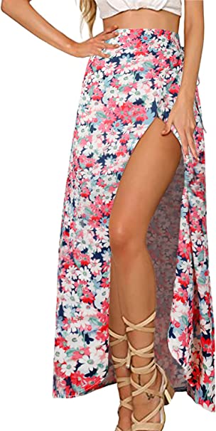 Photo 1 of Yonala Womens Boho Floral Tie Up Waist Summer Beach Wrap Cover Up Maxi Skirt Medium 
