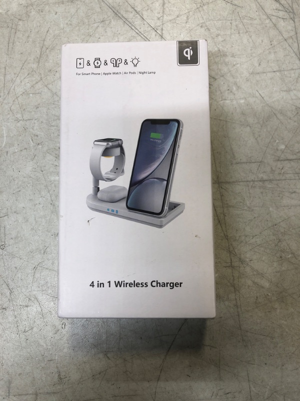 Photo 2 of Portable 4 in 1 Charging Station for Apple Products, Wireless Fast Charger Stand with Bedside Lamp Compatible for iPhone14/13/12/11 Series, AirPods Pro 3/2, iWatch 8/7/SE/6/5/4/3/2 (Blue)
