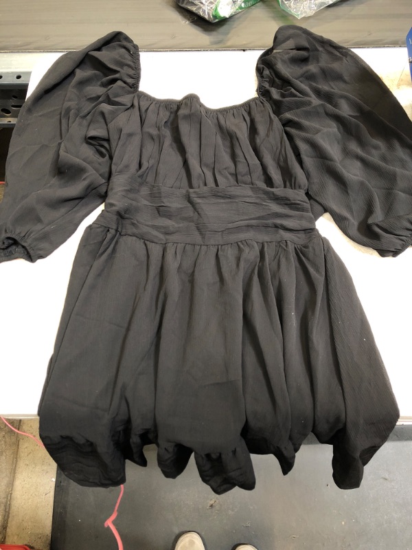 Photo 1 of Black Babydoll Dress Puff Sleeve L