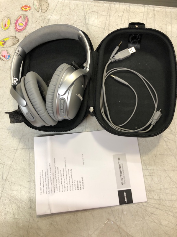 Photo 2 of Bose QuietComfort 35 II Noise Cancelling Bluetooth Headphonesâ€” Wireless, Over Ear Headphones with Built in Microphone and Alexa Voice Control, Silver