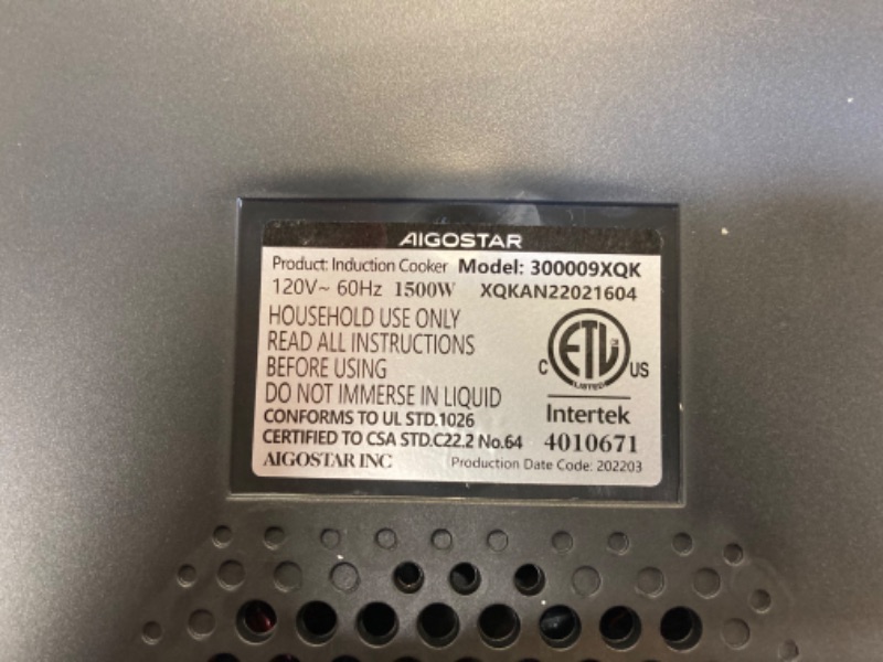 Photo 1 of AIGOSTAR INDUCTION COOKER