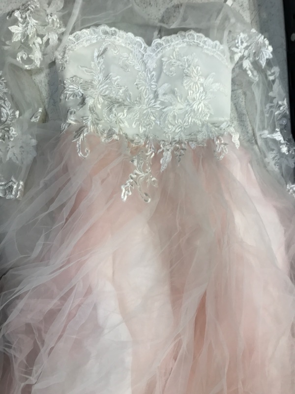 Photo 2 of Abaowedding Lace Embroidery Sheer Long Sleeves Kids Trailing Gowns Picture Color 8