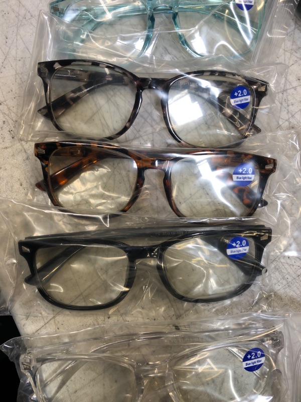 Photo 2 of CCVOO 5 Pack Reading Glasses Blue Light Blocking, Filter UV Ray/Glare Computer Readers Fashion Nerd Eyeglasses Women/Men (*C1 Mix, 2.0) *C1 Mix 2.0 x