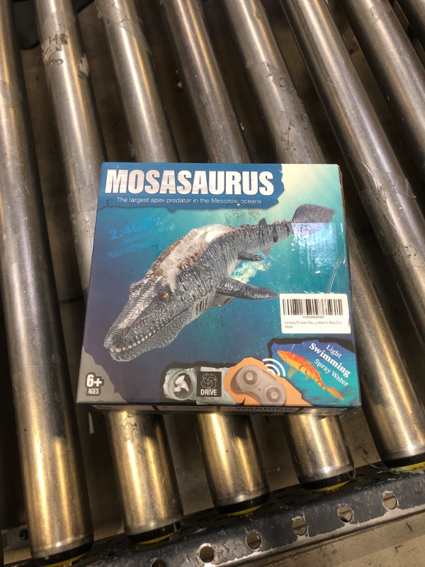 Photo 2 of Dinosaur Pool Toys for Kids 5-7, Mosasaurus Water Dinosaur Toy | 2.4G Remote Control | One-Key Demo RC Dino Boat Shark Pool Diving Bath Toys with Light and Spray Water for Boys Girls Orange