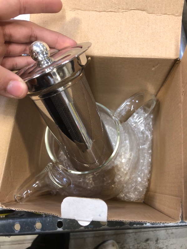 Photo 1 of Glass Teapot with Infuser, 53OZ Teapot with Removable Infuser, BELIBUY Glass Stovetop Teapot Kettle with Stainless Steel Lid, Blooming Turkish Loose Tea Infuser Teapot, Microwaveable & Dishwasher Safe 1500ml