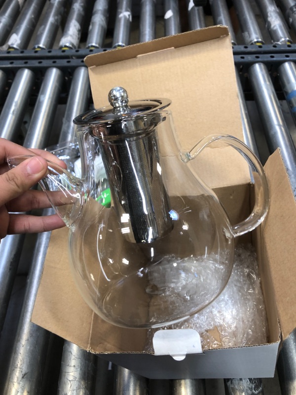 Photo 1 of Glass Teapot with Infuser, 53OZ Teapot with Removable Infuser, BELIBUY Glass Stovetop Teapot Kettle with Stainless Steel Lid, Blooming Turkish Loose Tea Infuser Teapot, Microwaveable & Dishwasher Safe 1500ml