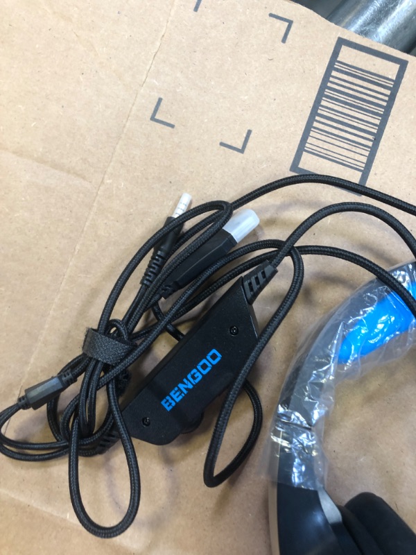 Photo 3 of BENGOO V-4 Gaming Headset for Xbox One, PS4, PC, Controller, Noise Cancelling Over Ear Headphones with Mic, LED Light Bass Surround Soft Memory Earmuffs for PS2 Mac Sega Dreamcast PS5 Games