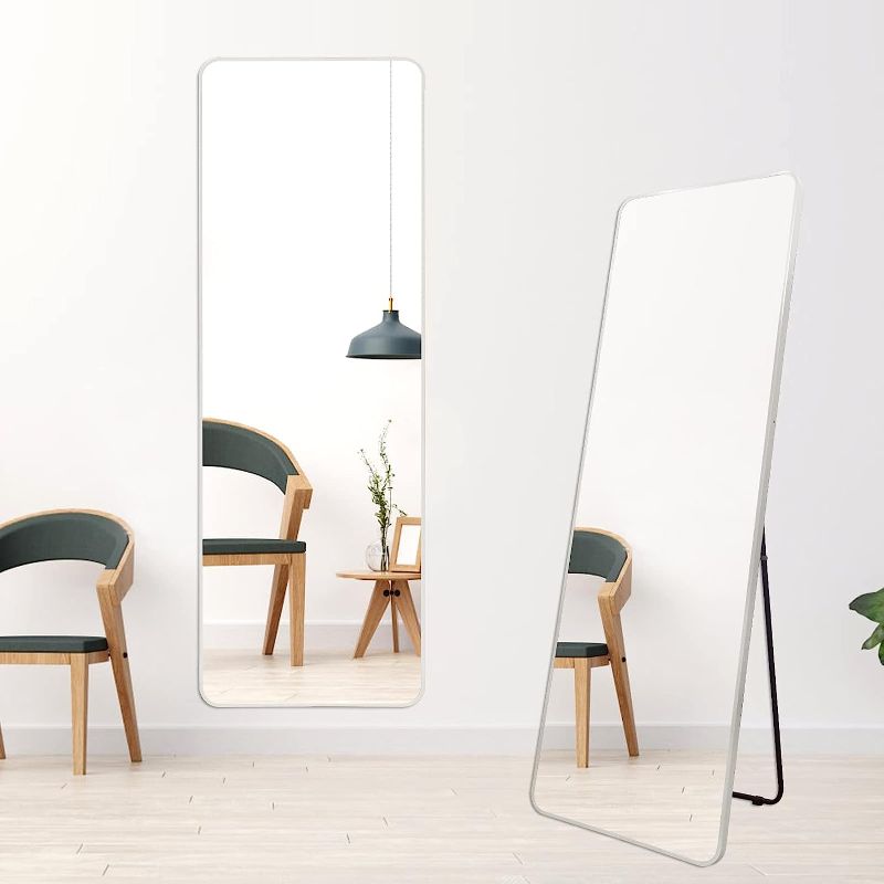 Photo 1 of  Full Length Mirror Large Mirror Silver Wall-Mounted Mirror Aluminum Alloy Frame Floor Mirror with Standing Holder Hanging Mirror