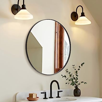 Photo 1 of ANDY STAR Round Wall Mirror for Bathroom, 30 Inch Black Circle Mirror Modern Premium Stainless Steel Metal Frame Wall Mounted for Bathroom, Entryway, Vanity, Living Room, Bedroom