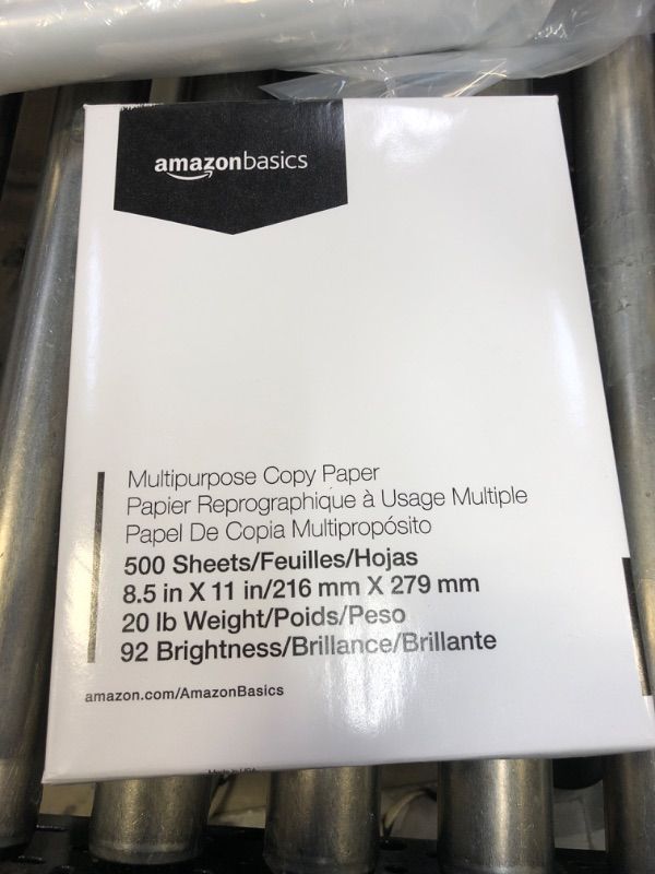 Photo 1 of Amazon Basics Multipurpose Copy Printer Paper, 8.5 x 11 Inch 20Lb Paper - 1 Ream (500 Sheets), 92 GE Bright White 1 Ream | 500 Sheets Multipurpose (8.5x11) Paper