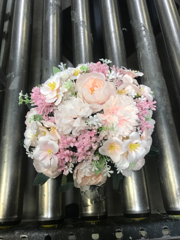 Photo 1 of  Artificial Flowers Waterproof Fake Roses Silk Hydrangea Bouquet Decor Plastic Realistic Flower Arrangements Wedding Decoration