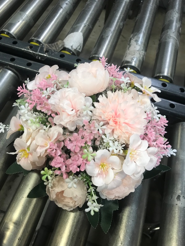 Photo 1 of  Artificial Flowers Waterproof Fake Roses Silk Hydrangea Bouquet Decor Plastic Realistic Flower Arrangements Wedding Decoration