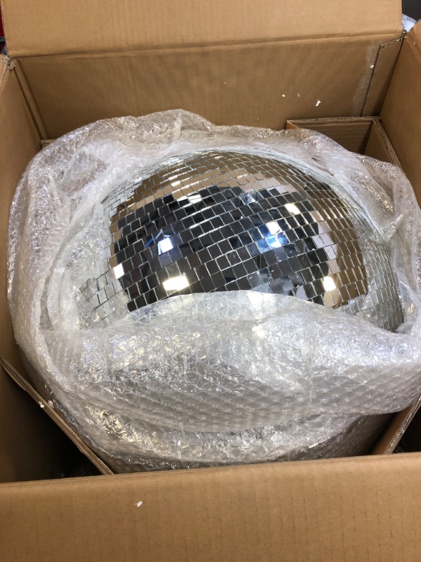 Photo 2 of 4 Pack Large Disco Ball Silver Hanging Disco Balls Reflective Mirror Ball Ornament for Party Holiday Wedding Dance and Music Festivals Decor Club Stage Props DJ Decoration (4 Inch, 20 Inch)