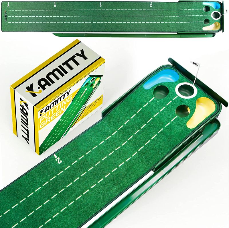 Photo 1 of Kamitty Putting Matt for Indoors, Putting Green, Golf Putting Mat with Ball Return, Mini Golf Game for Home and Office, Golf Gifts Golf Accessories for Men
