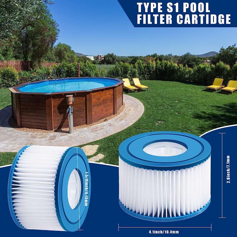 Photo 1 of Roowest 4 Pieces 29011E Hot Tub Filter Replacements Type S1 Spa Filter Cartridge Pool Filters Compatible with Intex 28429E 28403E 28407E, 28443E Swimming Pool Pump Inflatable Hot Tub Filter Cartridge