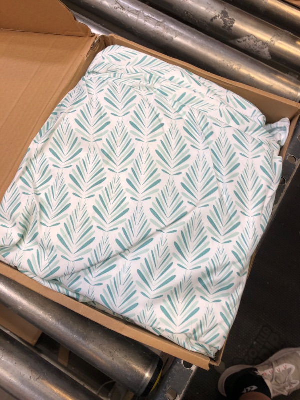 Photo 2 of Amazon Basics Lightweight Super Soft Easy Care Microfiber 4 Piece Bed Sheet Set With 14” Deep Pockets, King, Aqua Fern, Printed King Sheet Set Aqua Fern