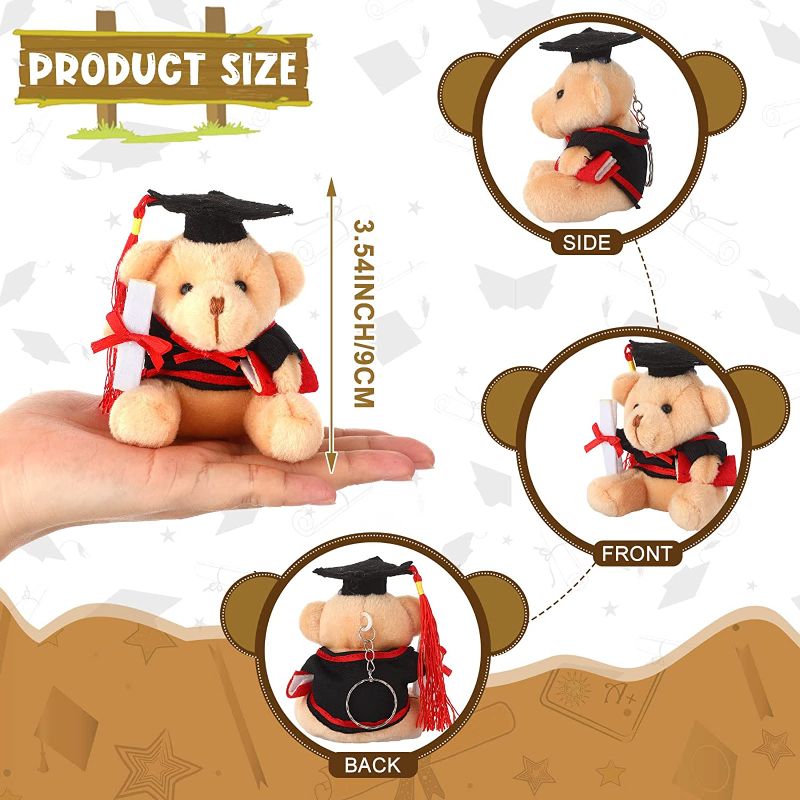 Photo 1 of 6 Pieces Mini Graduation Bears Stuffed Animal 3.54 Inches Plush Bear in Black Hat Mixed Color Tiny Bear Dolls for DIY 2023 Graduation Present Graduation Ceremony Party Decoration School Gifts
