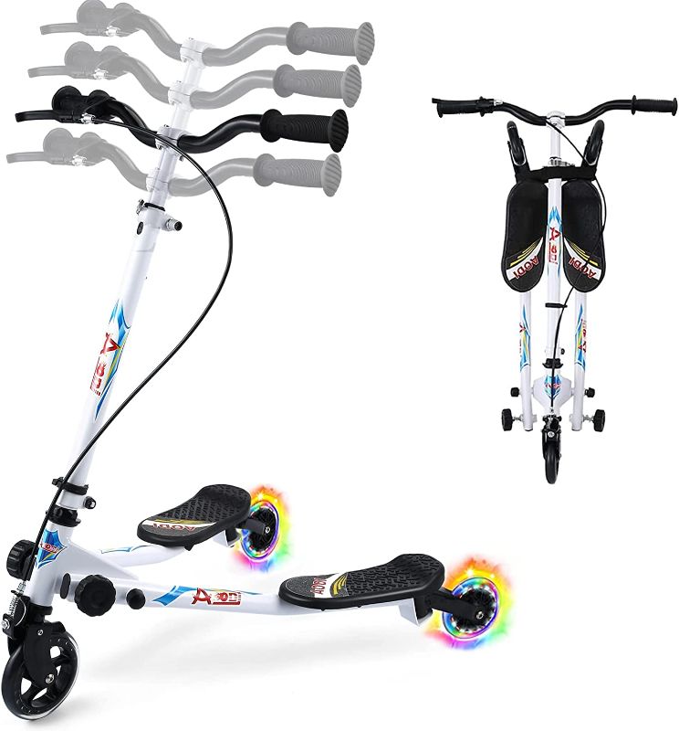 Photo 1 of AODI Swing Scooter for Kids, 3 Wheels Foldable Wiggle Scooter Push Drifting with Adjustable & 2 Rear LED Wheels Kicks Scooter for Boys and Girls Ages 3-8
