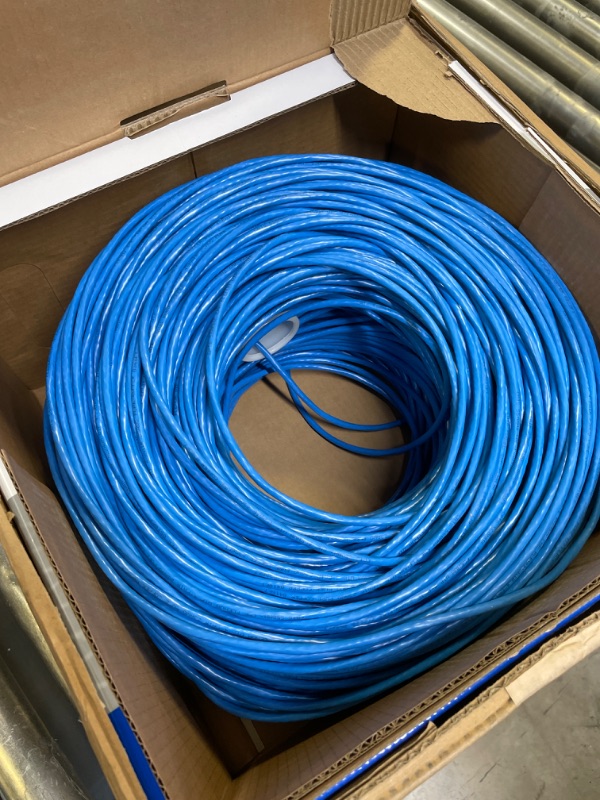 Photo 1 of Cat6A Plenum (CMP), 1000ft, 23AWG | 100% Solid Bare Copper | Unshielded Twisted Pair (UTP) Bulk Ethernet Cable, Available in Blue, White & Black Color (Cat6A Plenum Blue)