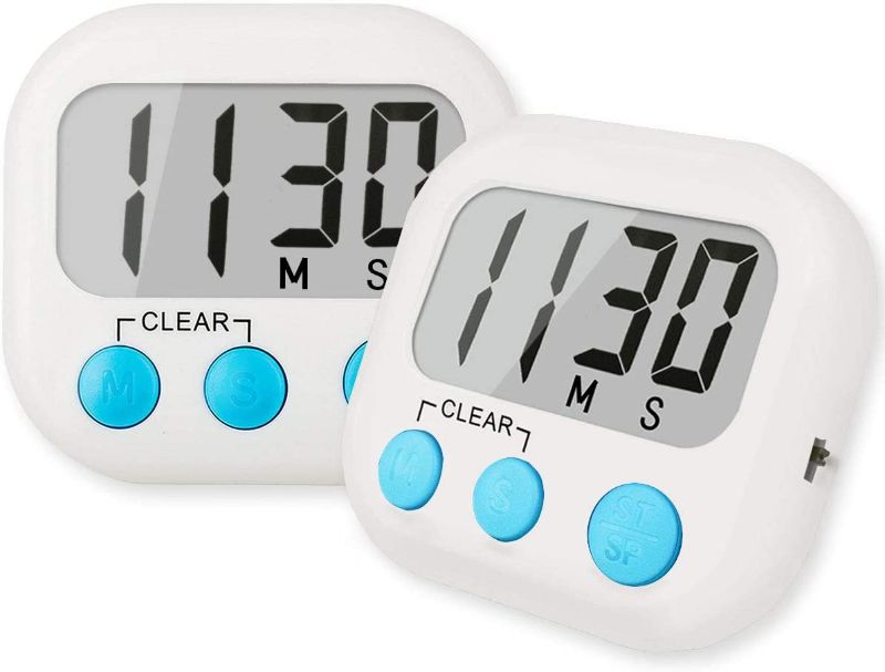 Photo 1 of 
2 Pack Digital Kitchen Timer for Cooking Big Digits Loud Alarm Magnetic Backing Stand Cooking Timers for Baking