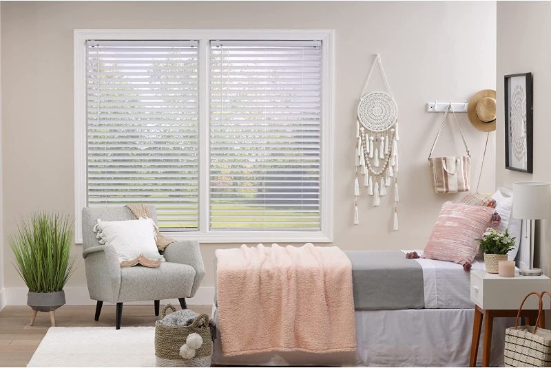 Photo 1 of 2-inch White Cordless Plantation Vinyl Blind (48-inches Long) 60-69 Inches 65.5W x 48L
