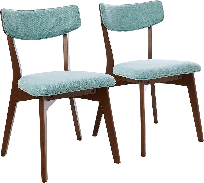 Photo 1 of  Home Abrielle Mid-Century Modern Dining Chairs with Rubberwood Frame, 2-Pcs Set, Light Beige / Natural Oak 2-Pcs Set Light blue / Natural Oak