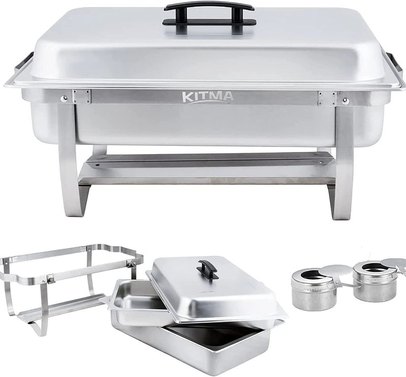 Photo 1 of 8QT Chafing Dish Buffet Set - Food Warmer for Parties Buffets - Buffet Servers and Warmers with Full Size Steam Pans and Folding Frame - Warming Tray
