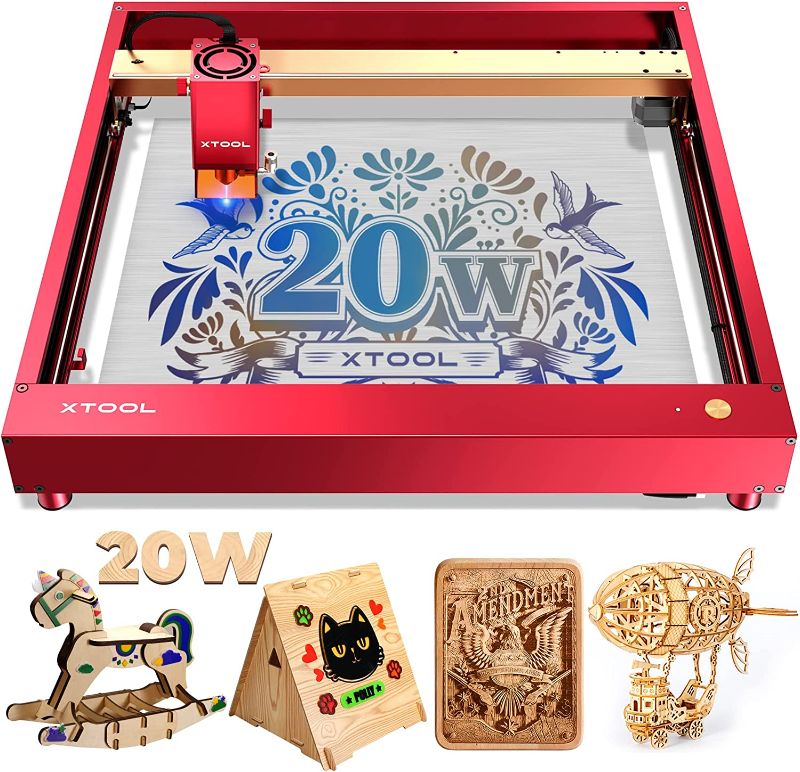 Photo 1 of xTool D1 Pro Laser Engraver, 20W Output Powerful Laser Cutter DIY Laser Engraving Machine, 120W Laser Cutter and Engraver Machine, Laser Engraver for Wood and Metal, Craft Paper, Acrylic, Leather

