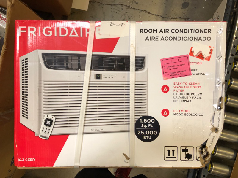Photo 2 of Frigidaire FHWC253WB2 Window Air Conditioner, 25,000 BTU with Easy Install Slide Out Chassis, Energy Star Certified, Multi-Speed Fan, Eco Mode, White. 26.5"D x 26.5"W x 18.63"H 25,000 BTU Air Conditioner +++ FACTORY SEALED ITEM +++  *** BOX DAMAGE FROM TR