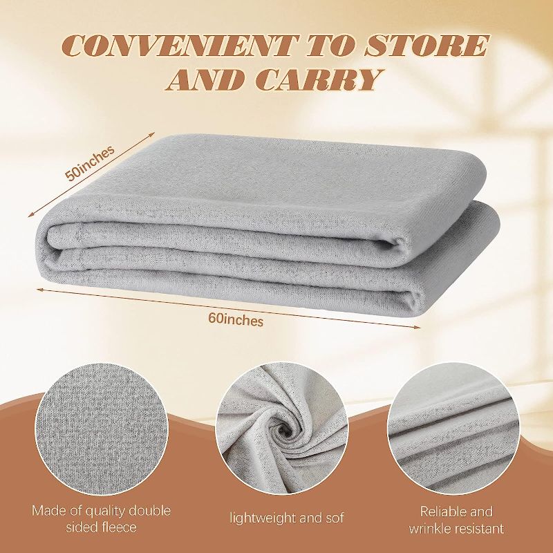 Photo 1 of 2 Pack Fleece Throw Blankets 50 x 60 Inch Grey Fleece Blankets Double Sided Throw Blankets Soft Cozy Blankets Polyester Lightweight Fluffy Blankets Bulk for Home Office Bed Sofa Travel Outdoor
