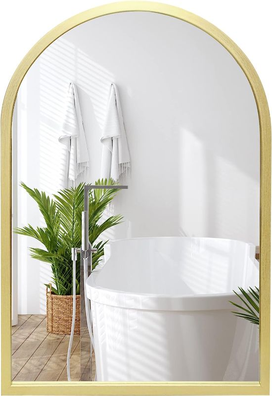 Photo 1 of Americanflat 20x30 Gold Framed Large Arched Mirror - Gold Wall Mirror for Bedroom, Entryway Hall, Living Room, and Gold Bathroom Mirror - Curved Large Gold Mirror
