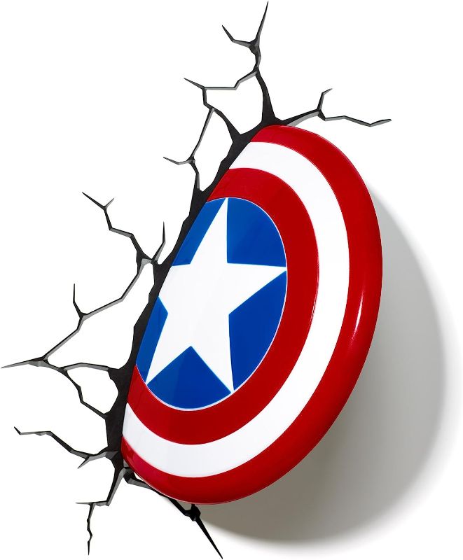 Photo 1 of 3DLightFX Marvel Avengers Captain America 3D Deco Light Red, White, Blue
